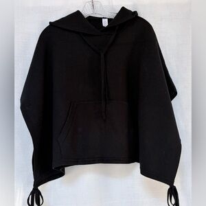 Lululemon All In A Day poncho, Size 0/S, black, hooded,merino wool knit.